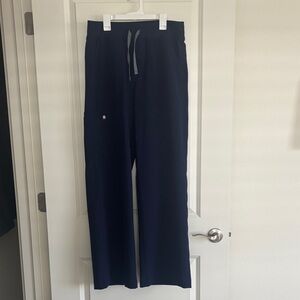 Navy Blue Wide-Leg Scrub Pants medium TALL